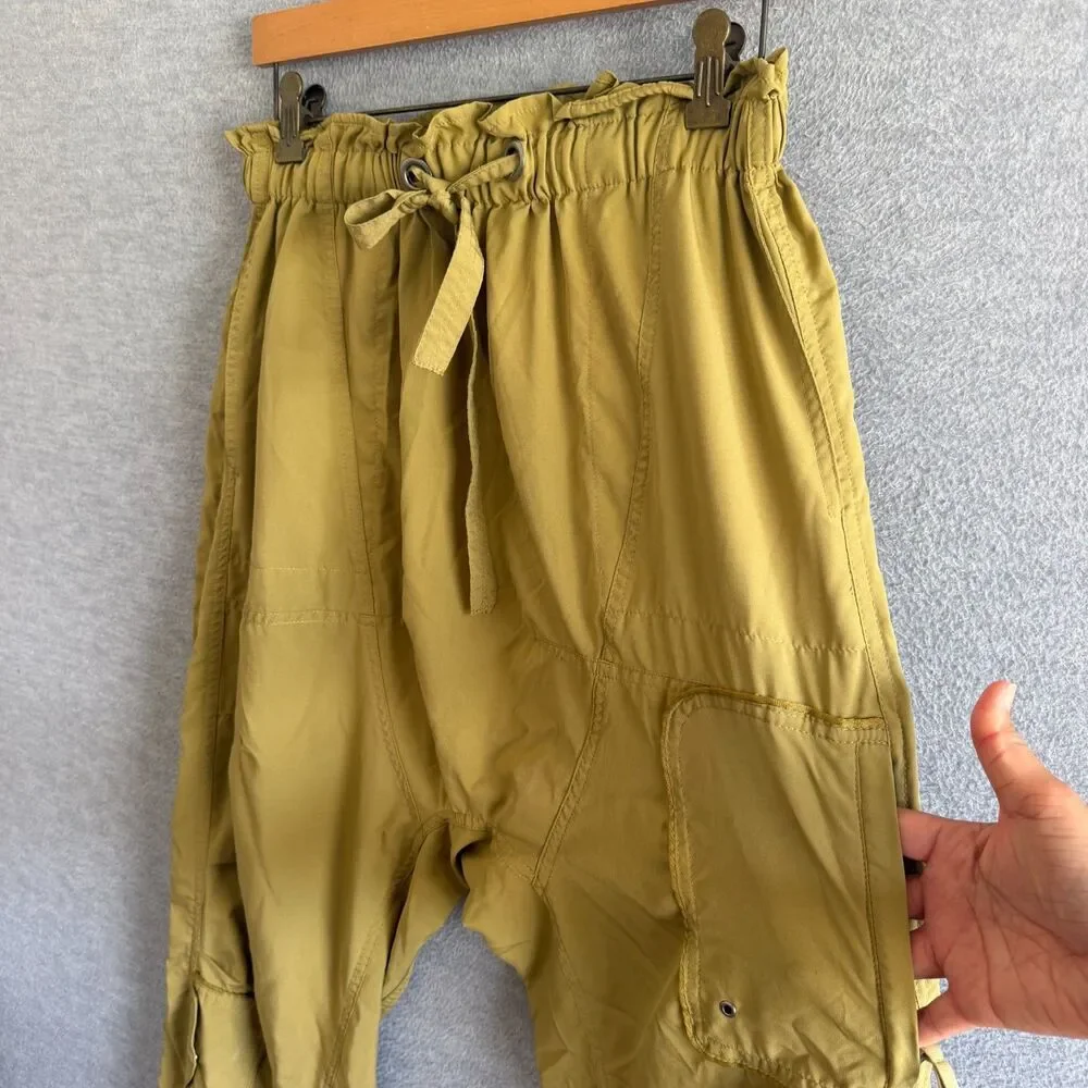Free People FP Movement Spring Trekker Pants M Harem Khaki Oversized Drop Crotch